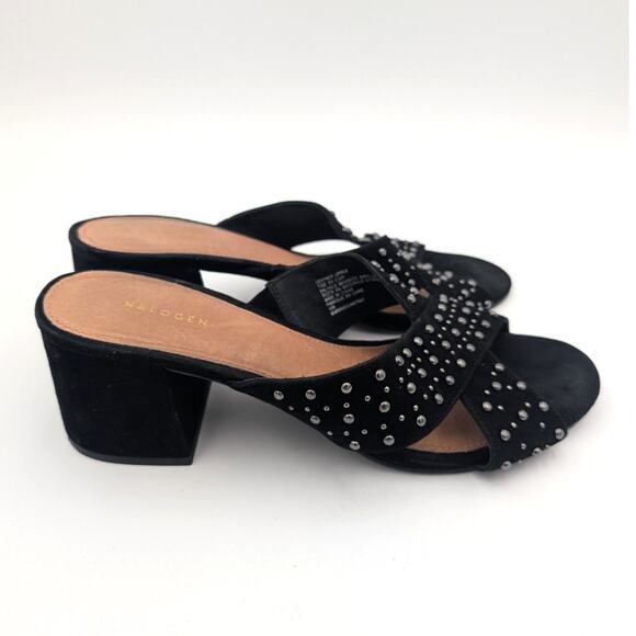 Halogen Fable Studded Slide Black Suede Sandals Women's Size US10M EU41 - Picture 4 of 7